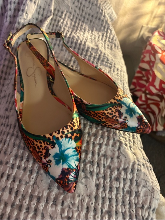 Jessica Simpson Shoes - Jessica Simpson Pointed Slingback Flats in Multicolor Tropical Leopard Print 7.5